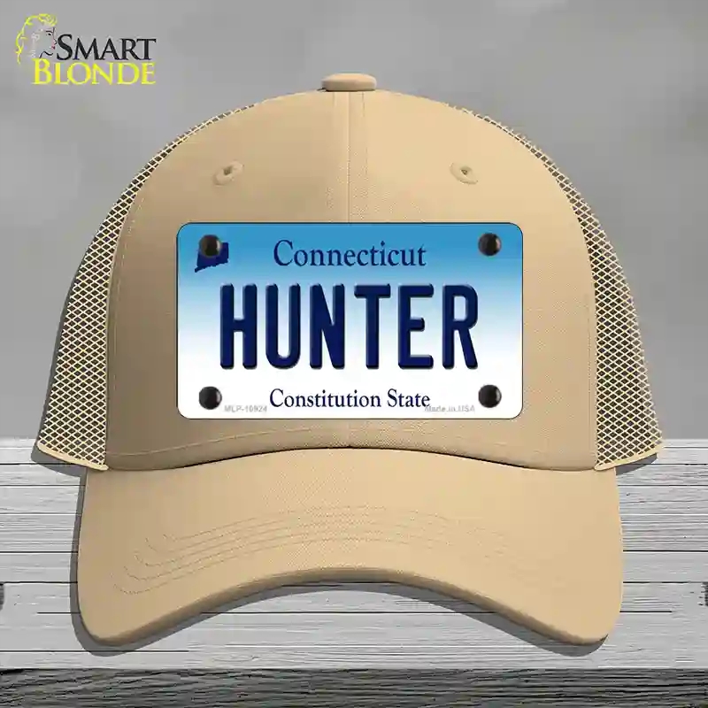 HAT15-MLP-10924 Hunter Connecticut Novelty License Plate Hat, Mesh - Khaki