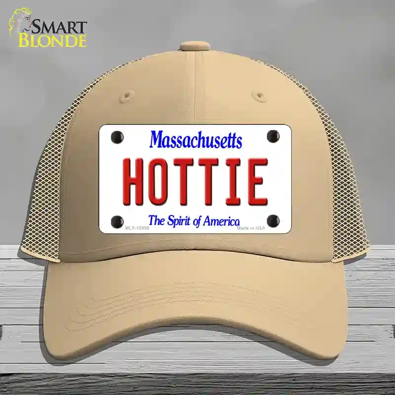HAT15-MLP-10996 Hottie Massachusetts Novelty License Plate Hat, Mesh - Khaki