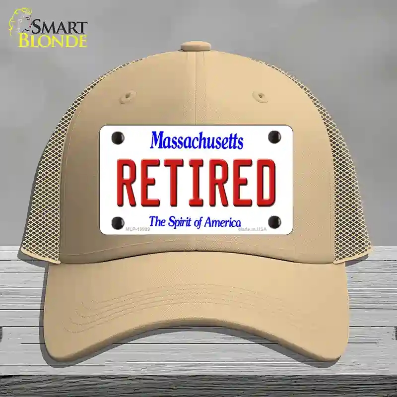 HAT15-MLP-10999 Retired Massachusetts Novelty License Plate Hat, Mesh - Khaki