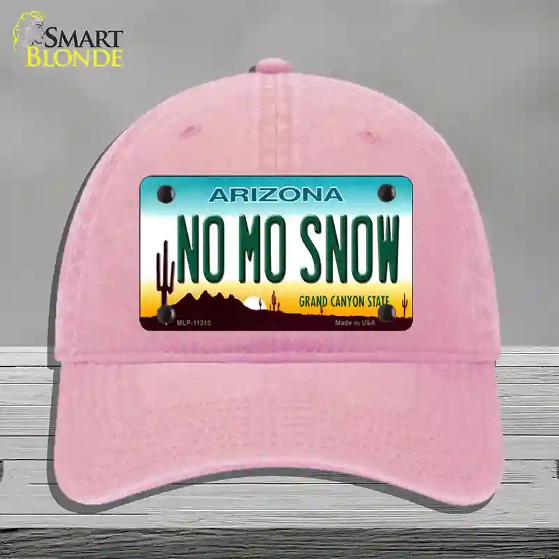 HAT12-MLP-11310 No Mo Snow Novelty License Plate Hat, Unconstructed Cotton - Pink
