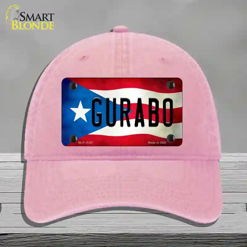 HAT12-MLP-11347 Gurabo Puerto Rico Flag Novelty License Plate Hat, Unconstructed Cotton - Pink