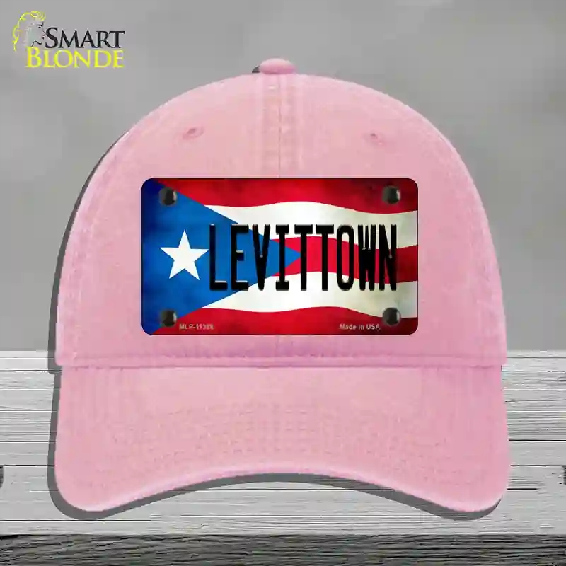 HAT12-MLP-11398 Levittown Puerto Rico Flag Novelty License Plate Hat, Unconstructed Cotton - Pink
