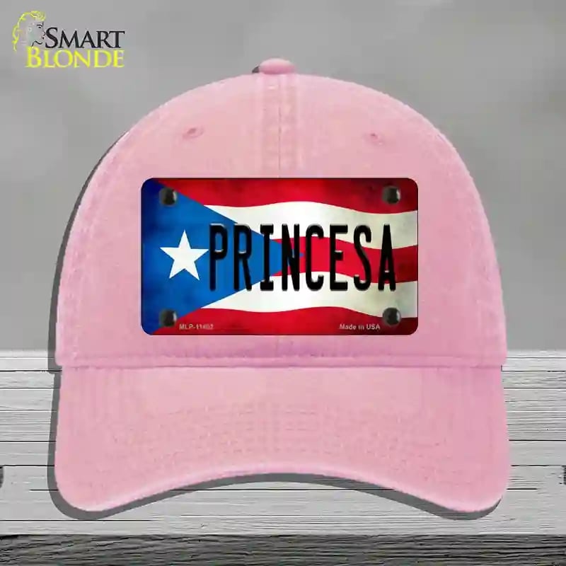 HAT12-MLP-11402 Princesa Puerto Rico Flag Novelty License Plate Hat, Unconstructed Cotton - Pink