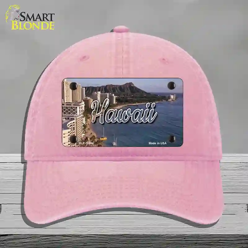 HAT12-MLP-11594 Hawaii Beach State Novelty License Plate Hat, Unconstructed Cotton - Pink