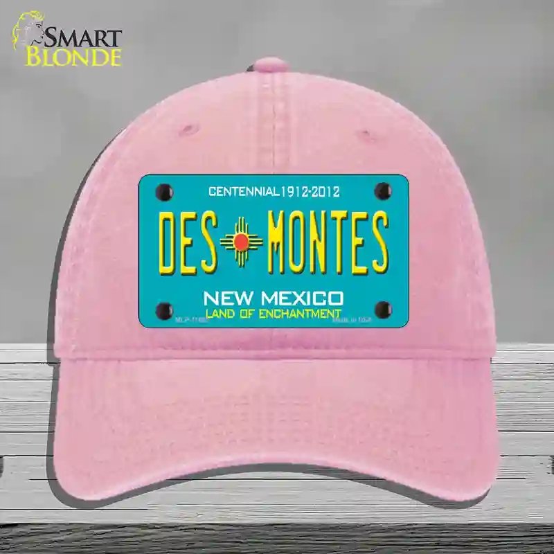 HAT12-MLP-11652 Des Montes Teal   Mexico Novelty License Plate Hat, Unconstructed Cotton - Pink