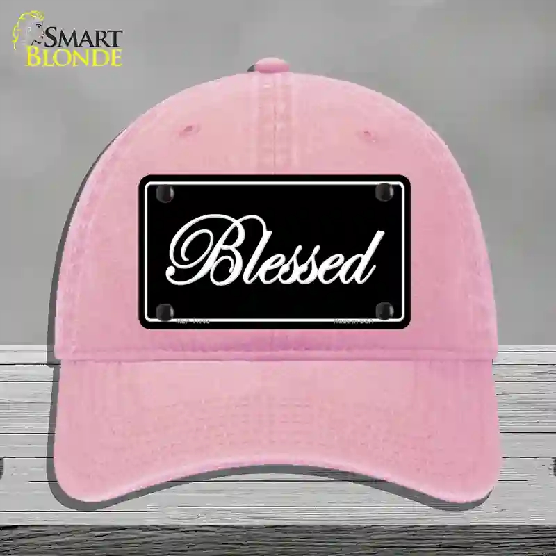HAT12-MLP-11703 Blessed Black Novelty License Plate Hat, Unconstructed Cotton - Pink