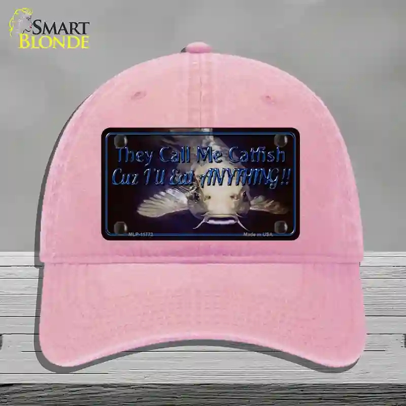 HAT12-MLP-11772 They Call Me Catfish Novelty License Plate Hat, Unconstructed Cotton - Pink