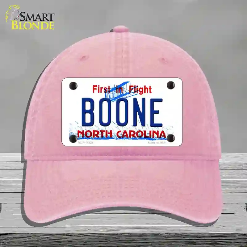 HAT12-MLP-11824 Boone North Carolina Novelty License Plate Hat, Unconstructed Cotton - Pink