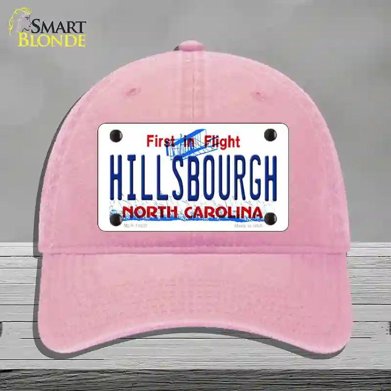 HAT12-MLP-11837 Hillsbourgh North Carolina Novelty License Plate Hat, Unconstructed Cotton - Pink