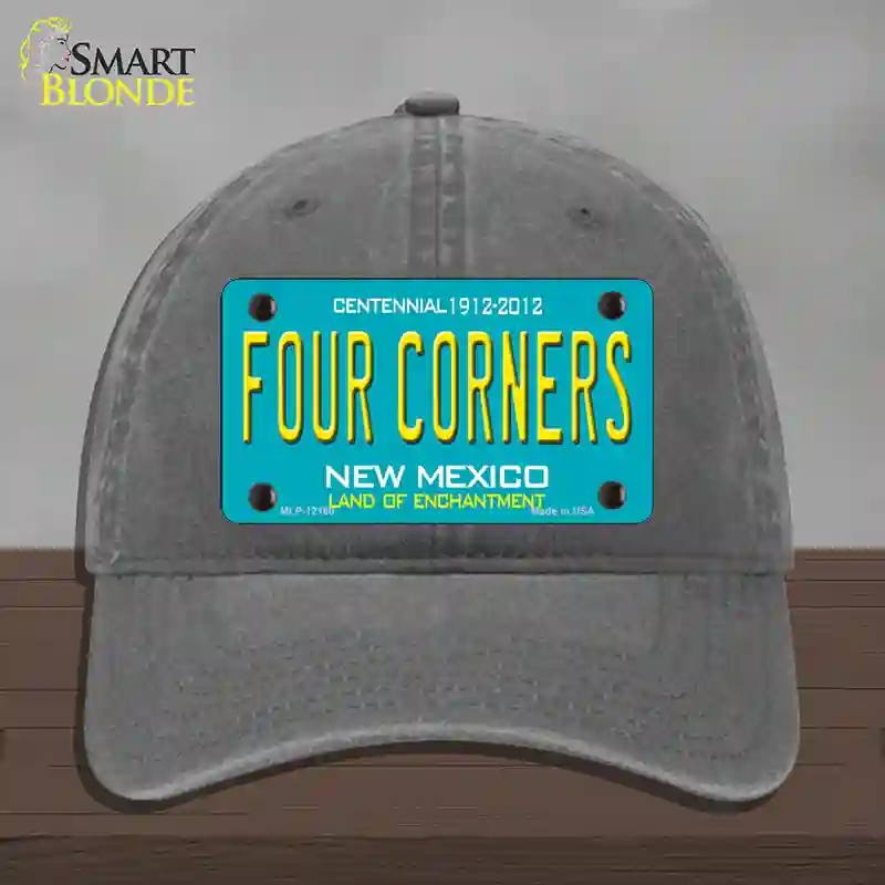 HAT08-MLP-12160 Four Corners Teal   Mexico Novelty License Plate Hat, Unconstructed Cotton - Charcoal