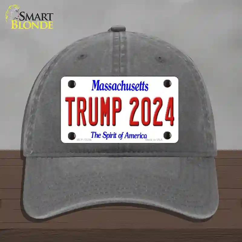 HAT08-MLP-12236 Trump 2024 Massachusetts Novelty License Plate Hat, Unconstructed Cotton - Charcoal
