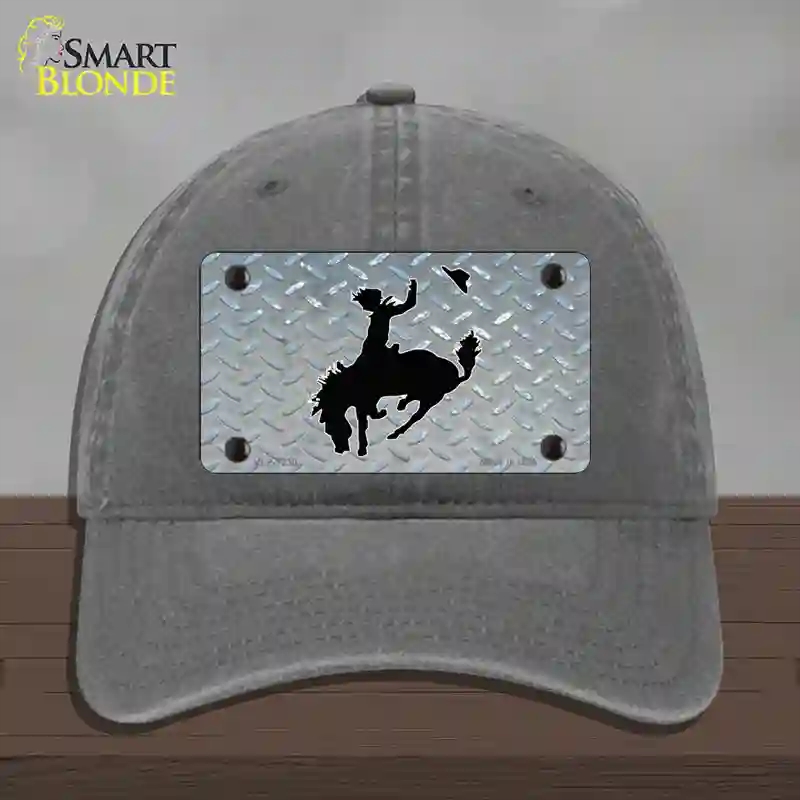 HAT08-MLP-1230 Bucking Bronco Novelty License Plate Hat, Unconstructed Cotton - Charcoal