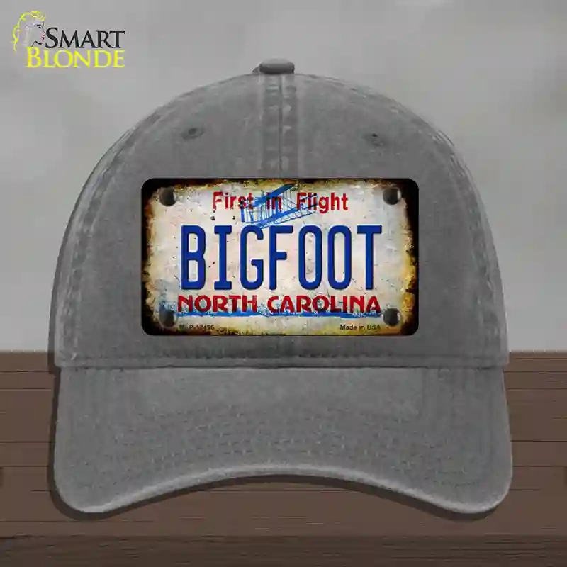 HAT08-MLP-12496 Bigfoot North Carolina Novelty License Plate Hat Tag, Unconstructed Cotton - Charcoal