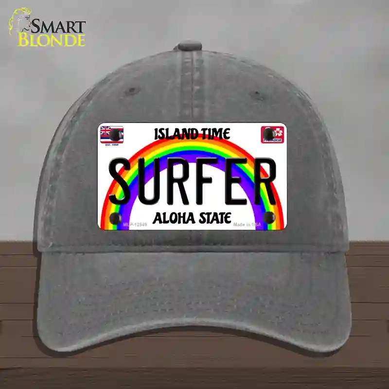 HAT08-MLP-12549 Surfer Hawaii Novelty License Plate Hat, Unconstructed Cotton - Charcoal