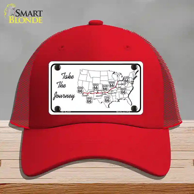HAT17-MLP-100 Take the Journey Novelty License Plate Hat, Mesh - Red