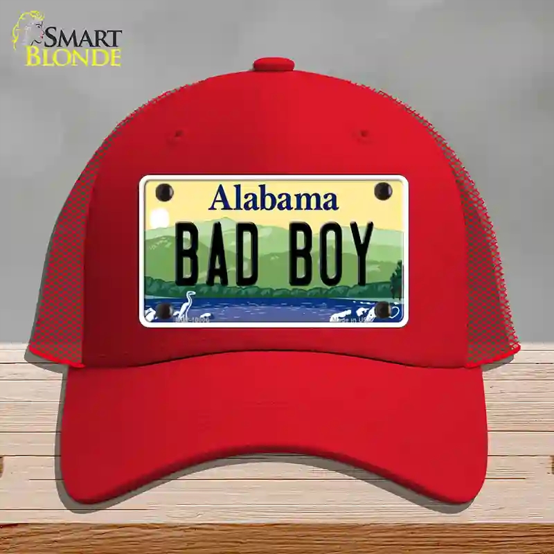 HAT17-MLP-10006 Bad Boy Alabama Novelty License Plate Hat, Mesh - Red