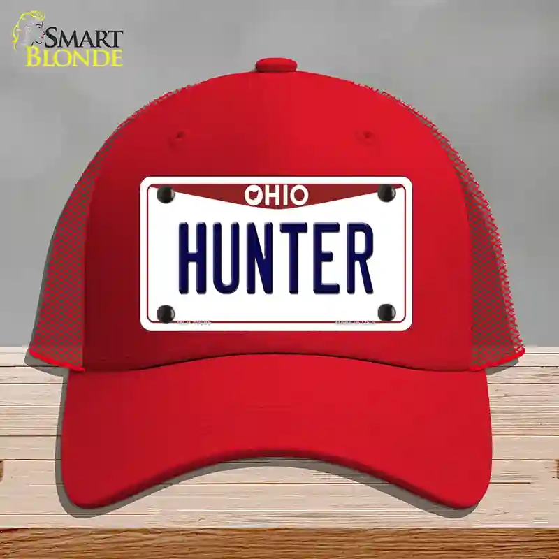 HAT17-MLP-10095 Hunter Ohio Novelty License Plate Hat, Mesh - Red