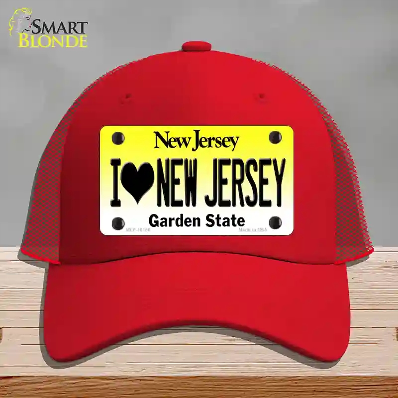 HAT17-MLP-10156 I Love   Jersey Novelty License Plate Hat, Mesh - Red