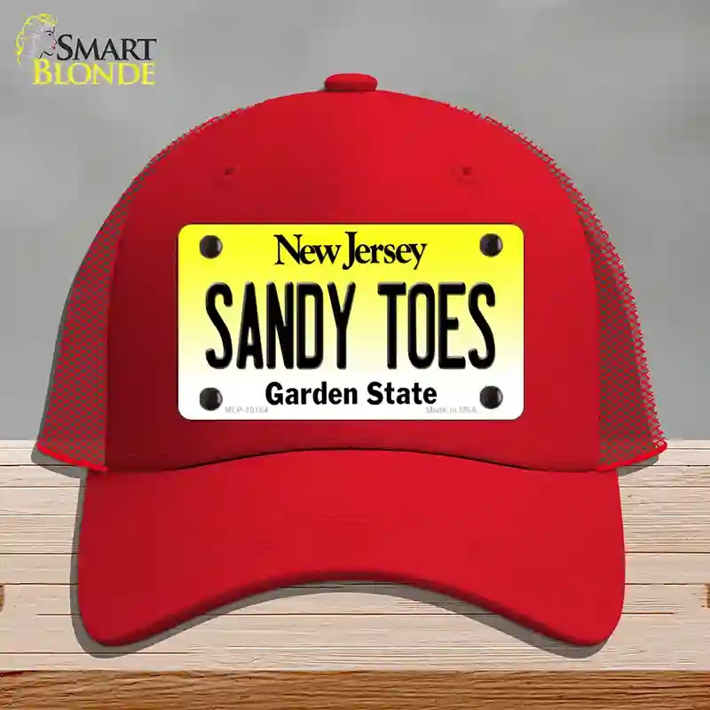 HAT17-MLP-10184 Sandy Toes   Jersey Novelty License Plate Hat, Mesh - Red