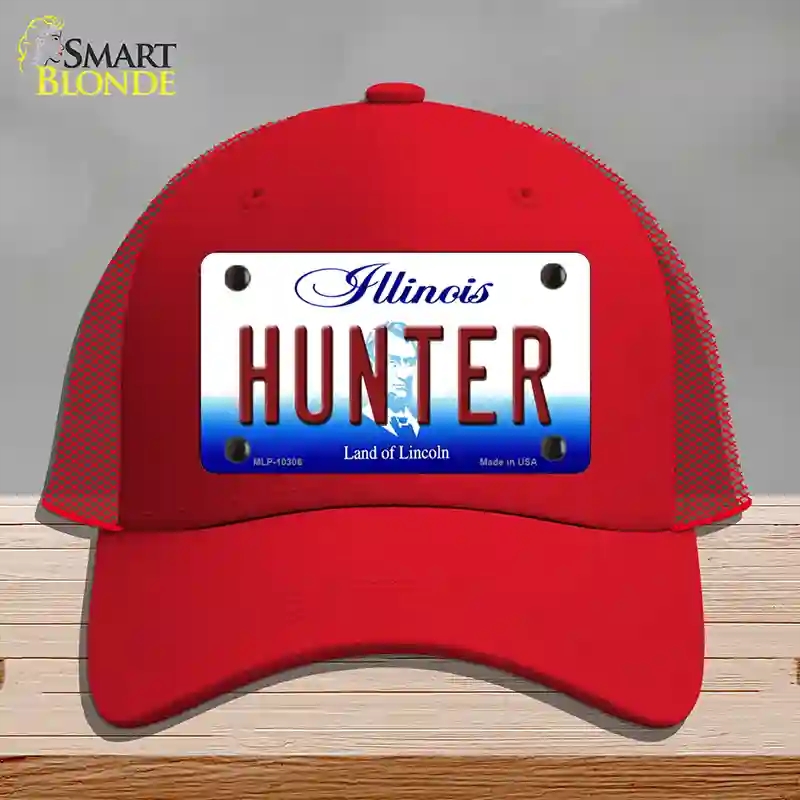 HAT17-MLP-10306 Hunter Illinois Novelty License Plate Hat, Mesh - Red