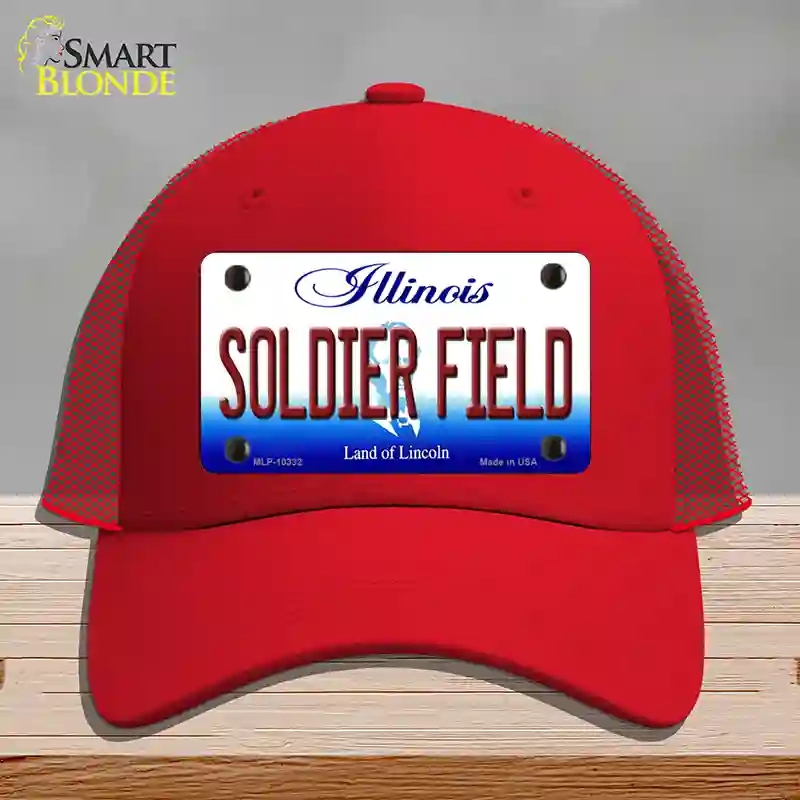 HAT17-MLP-10332 Soldier Field Illinois Novelty License Plate Hat, Mesh - Red