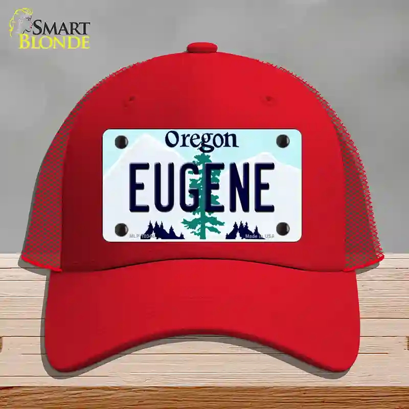 HAT17-MLP-10344 Eugene Oregon Novelty License Plate Hat, Mesh - Red
