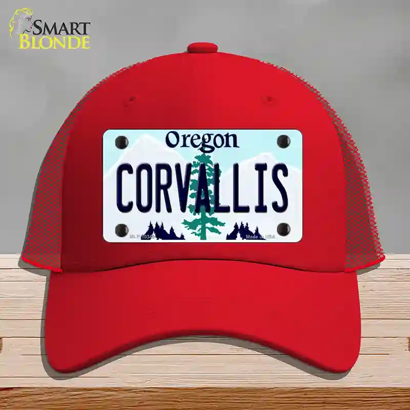 HAT17-MLP-10349 Corvallis Oregon Novelty License Plate Hat, Mesh - Red