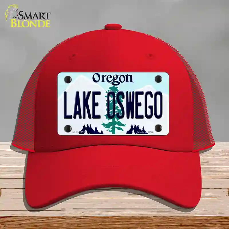 HAT17-MLP-10351 Lake Oswego Oregon Novelty License Plate Hat, Mesh - Red