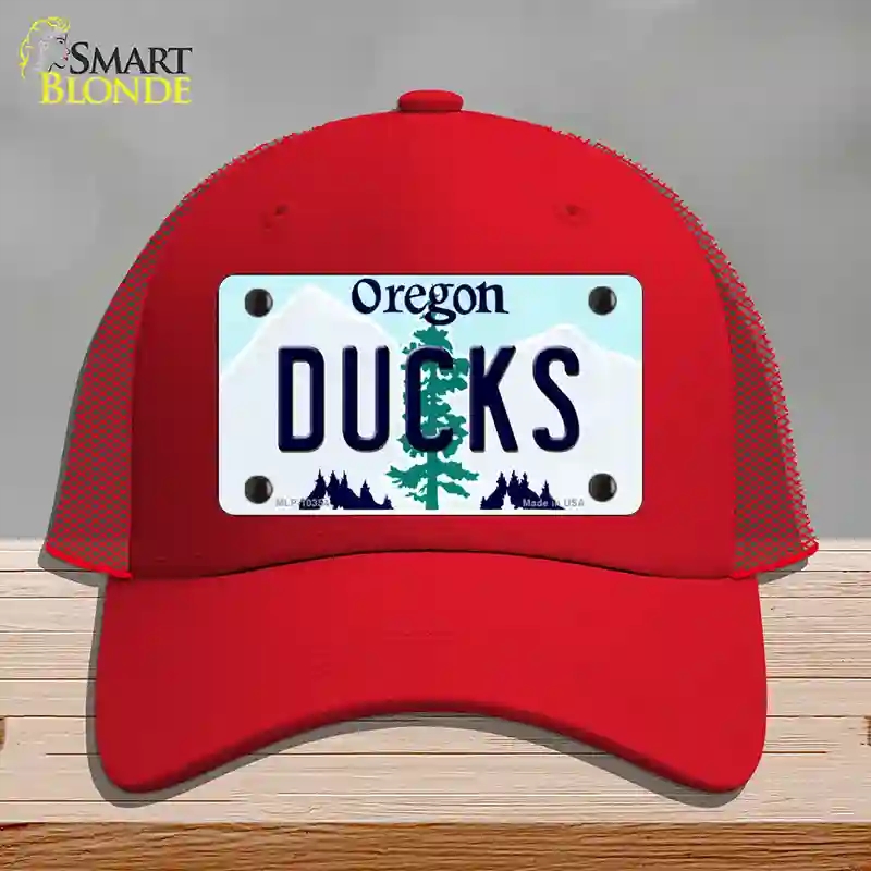 HAT17-MLP-10354 Ducks Oregon Novelty License Plate Hat, Mesh - Red