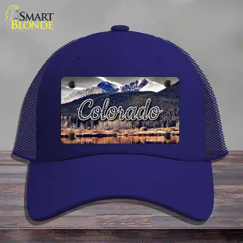 HAT18-MLP-11589 Colorado Forest & Mountains State Novelty License Plate Hat, Mesh - Royal Blue