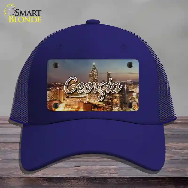 HAT18-MLP-11593 Georgia City Lights State Novelty License Plate Hat, Mesh - Royal Blue