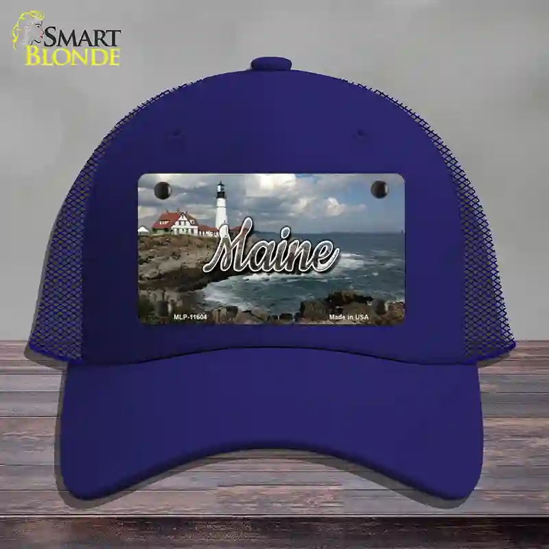 HAT18-MLP-11604 Maine Lighthouse Beach State Novelty License Plate Hat, Mesh - Royal Blue