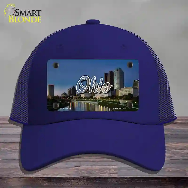 HAT18-MLP-11623 Ohio River City Skyline State Novelty License Plate Hat, Mesh - Royal Blue