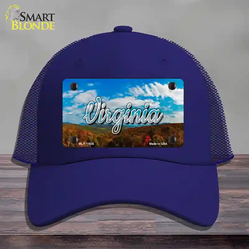 HAT18-MLP-11636 Virginia Mountain Range State Novelty License Plate Hat, Mesh - Royal Blue