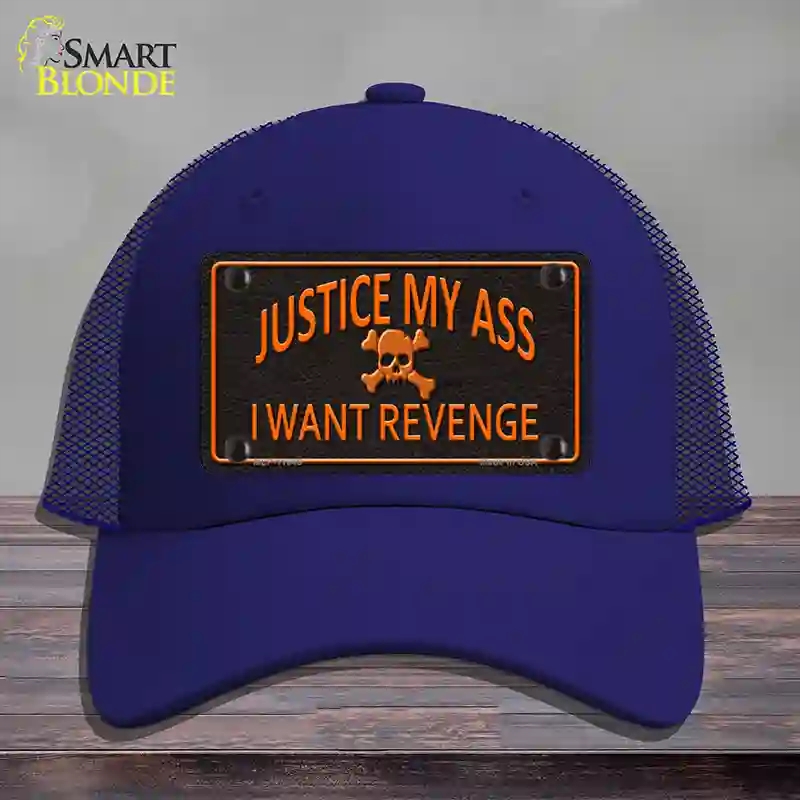 HAT18-MLP-11646 Justice My Ass Novelty License Plate Hat, Mesh - Royal Blue