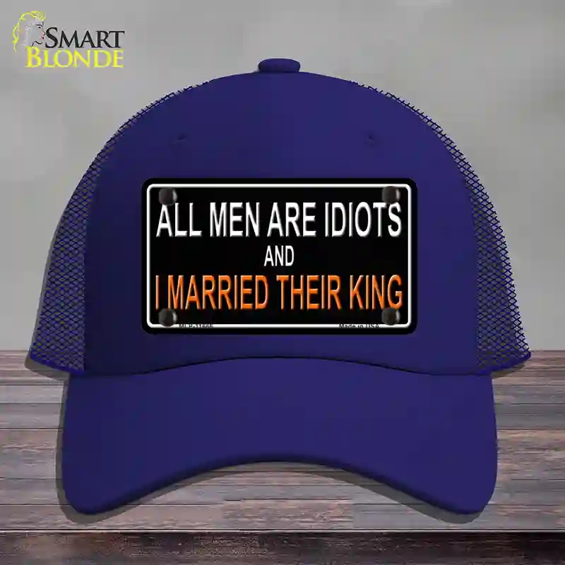 HAT18-MLP-11666 All Men Are Idiots Novelty License Plate Hat, Mesh - Royal Blue