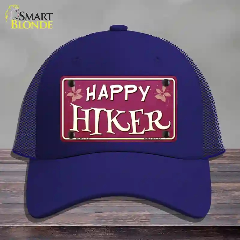 HAT18-MLP-11737 Happy Hiker Novelty License Plate Hat, Mesh - Royal Blue
