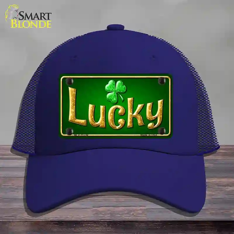 HAT18-MLP-11739 Lucky Irish Novelty License Plate Hat, Mesh - Royal Blue