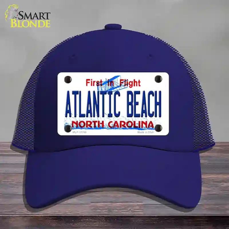 HAT18-MLP-11749 Atlantic Beach North Carolina State Novelty License Plate Hat, Mesh - Royal Blue