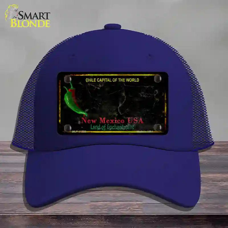 HAT18-MLP-11755   Mexico Black Blank Rusty State Novelty License Plate Hat, Mesh - Royal Blue