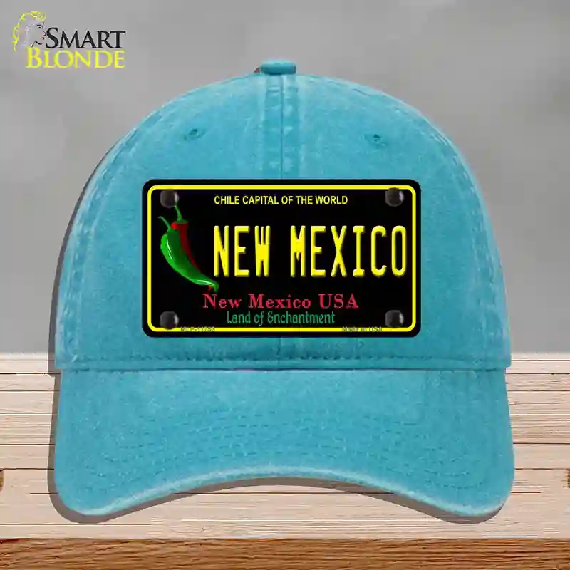 HAT10-MLP-11753   Mexico Black State Novelty License Plate Hat, Unconstructed Cotton - Lake Blue