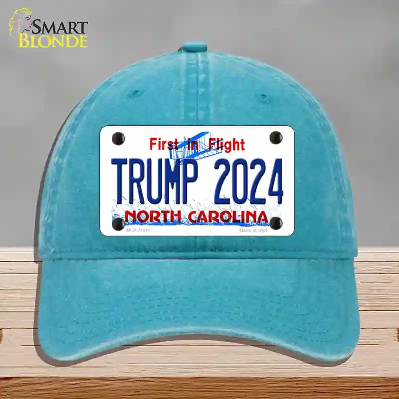 HAT10-MLP-11847 Trump 2024 North Carolina Novelty License Plate Hat, Unconstructed Cotton - Lake Blue