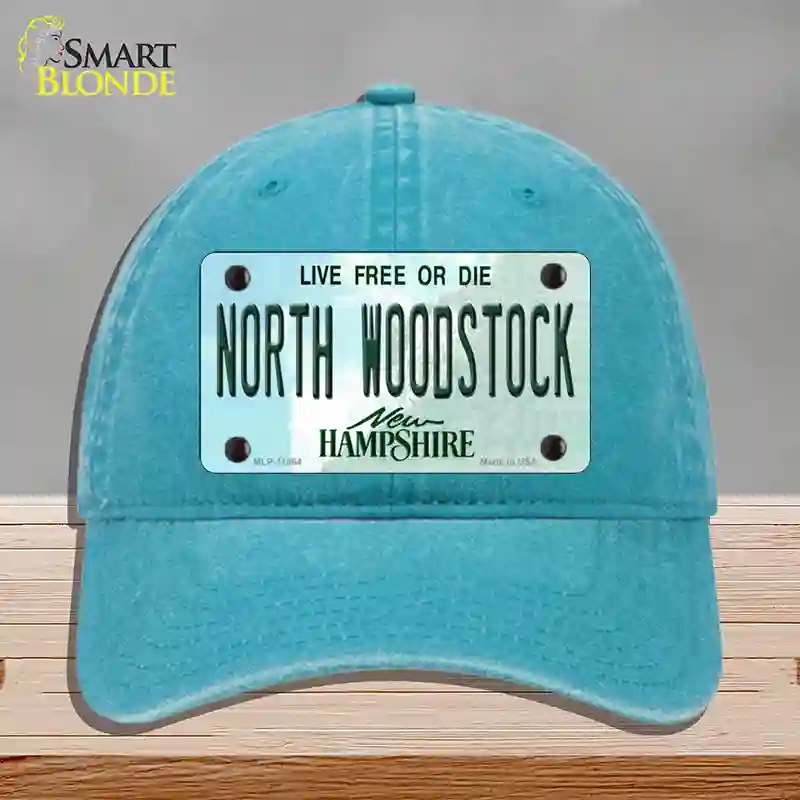 HAT10-MLP-11864 North Woodstock   Hampshire Novelty License Plate Hat, Unconstructed Cotton - Lake Blue