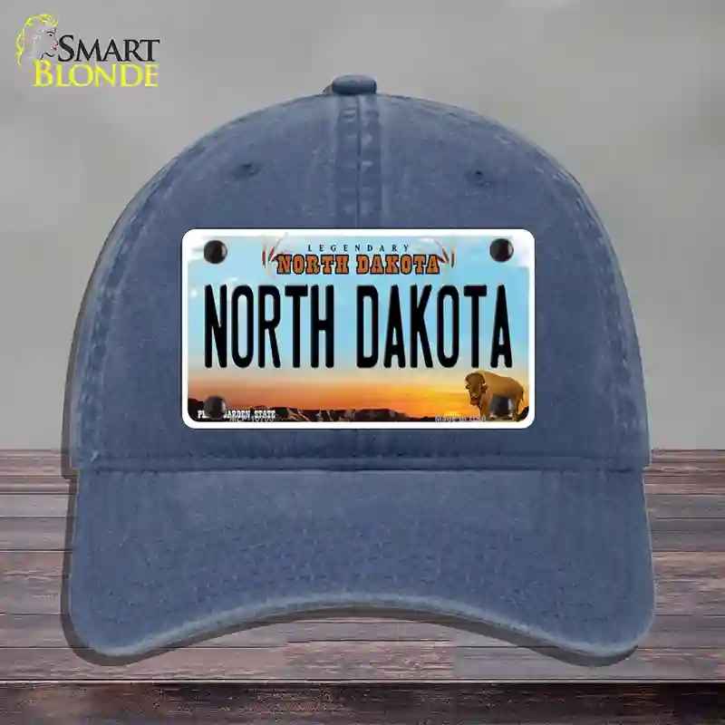 HAT11-MLP-10700 North Dakota Legendary Novelty License Plate Hat, Unconstructed Cotton - Navy