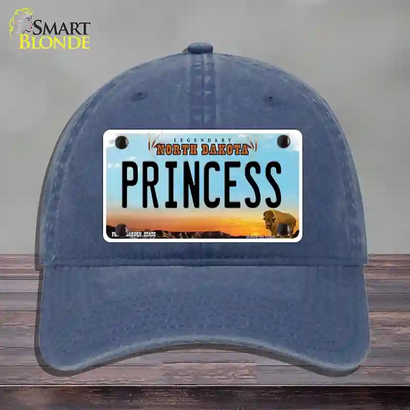 HAT11-MLP-10723 Princess North Dakota Novelty License Plate Hat, Unconstructed Cotton - Navy