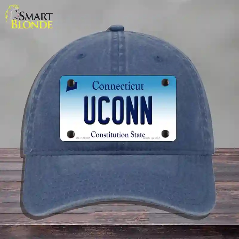 HAT11-MLP-10901 UConn Connecticut Novelty License Plate Hat, Unconstructed Cotton - Navy