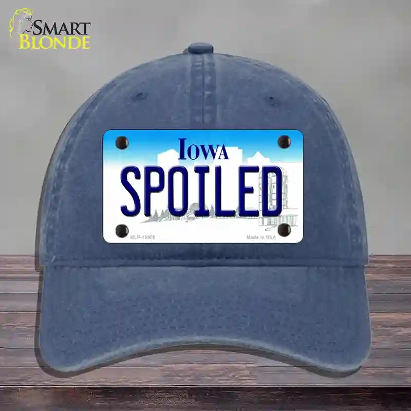 HAT11-MLP-10955 Spoiled Iowa Novelty License Plate Hat, Unconstructed Cotton - Navy