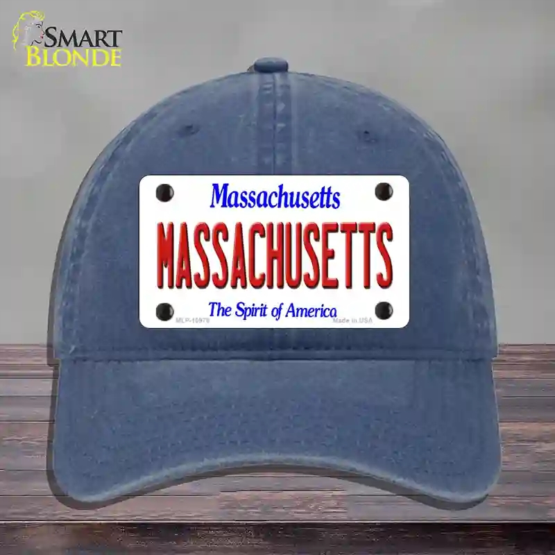 HAT11-MLP-10978 Massachusetts State Novelty License Plate Hat, Unconstructed Cotton - Navy