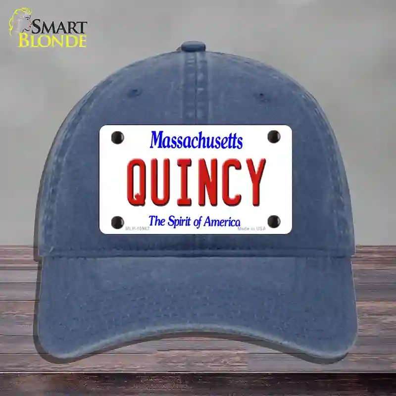 HAT11-MLP-10987 Quincy Massachusetts Novelty License Plate Hat, Unconstructed Cotton - Navy