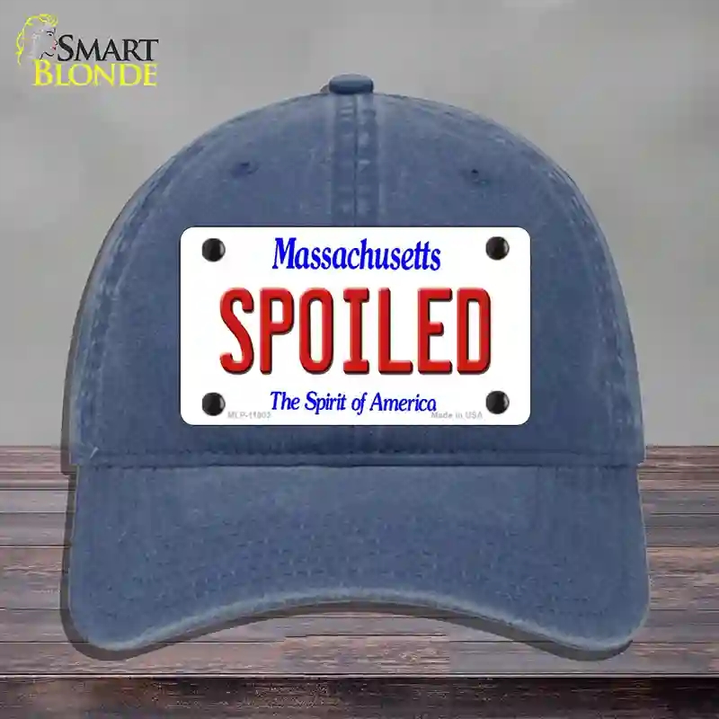 HAT11-MLP-11002 Spoiled Massachusetts Novelty License Plate Hat, Unconstructed Cotton - Navy